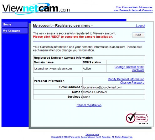 Confirming your details are correct with viewnetcam.com