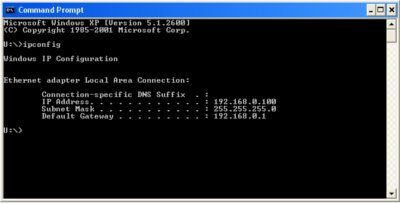 Screenshot of command prompt window